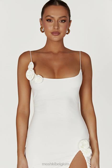 Nevaeh rose midi-jurk Meshki wit N4JN235 kleding