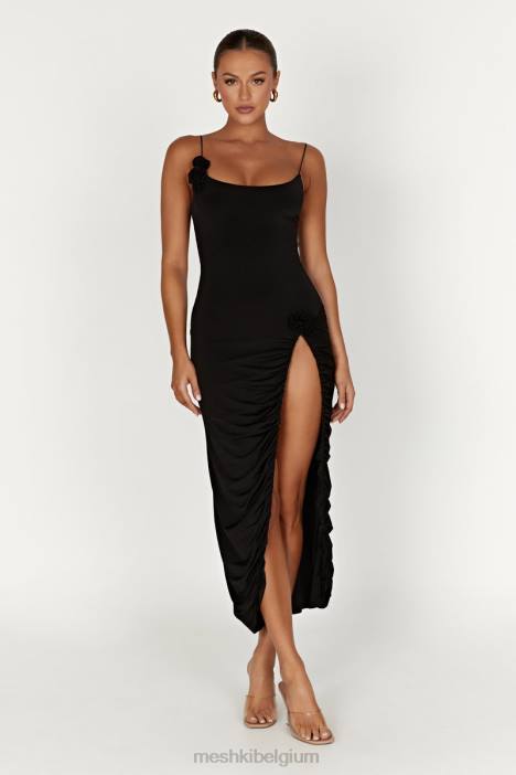 Nevaeh rose midi-jurk Meshki zwart N4JN219 kleding