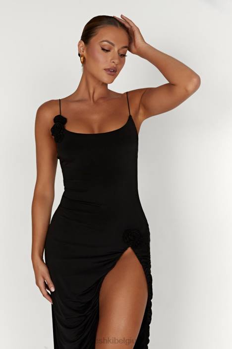 Nevaeh rose midi-jurk Meshki zwart N4JN219 kleding