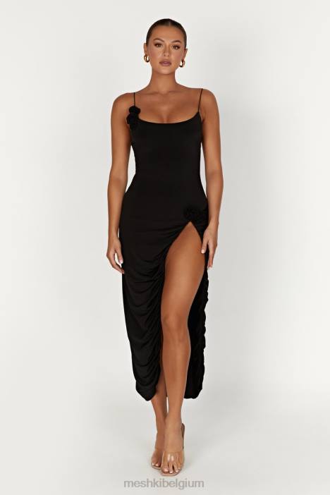 Nevaeh rose midi-jurk Meshki zwart N4JN219 kleding