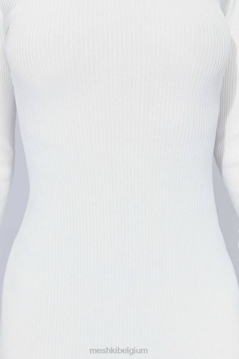 Rowen midi-jurk met lange mouwen Meshki wit N4JN425 kleding