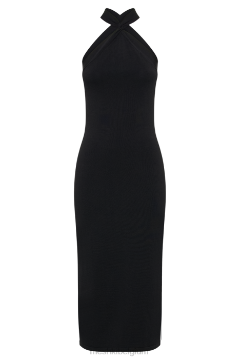 Sarai gebreide midi-jurk met halternek Meshki zwart N4JN48 kleding