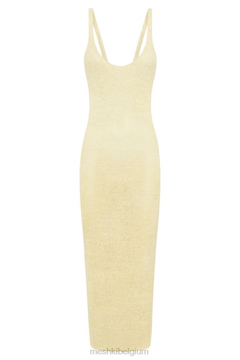 Shae gebreide midi-jurk met ronde hals Meshki citroen N4JN189 kleding
