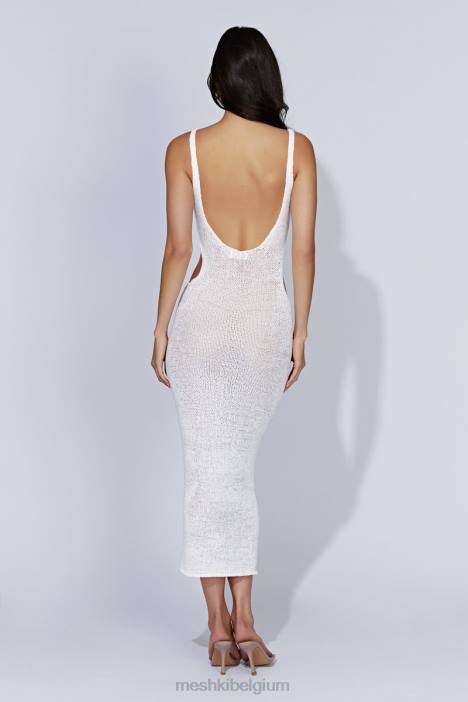 Shae gebreide midi-jurk met ronde hals Meshki wit N4JN274 kleding