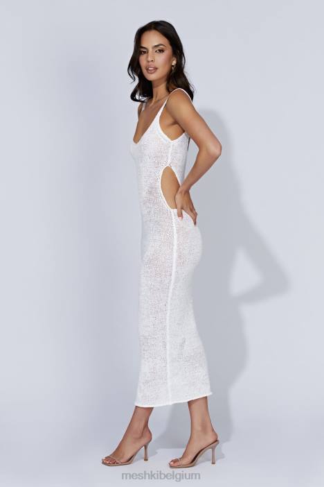 Shae gebreide midi-jurk met ronde hals Meshki wit N4JN274 kleding