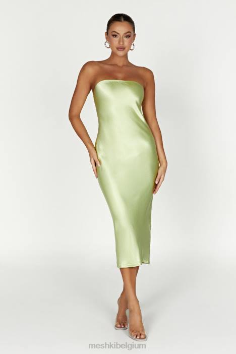 Tyler strapless satijnen midi-jurk Meshki pistache groen N4JN343 kleding