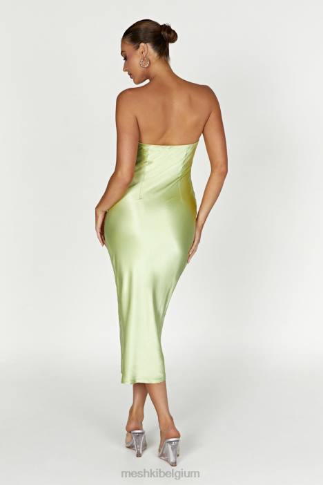 Tyler strapless satijnen midi-jurk Meshki pistache groen N4JN343 kleding