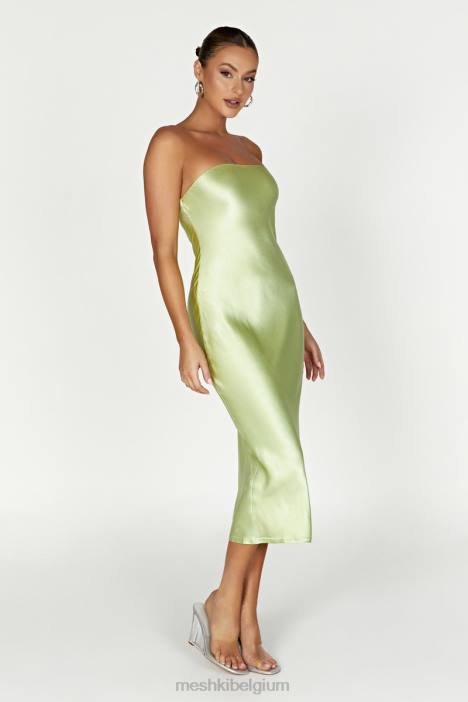 Tyler strapless satijnen midi-jurk Meshki pistache groen N4JN343 kleding