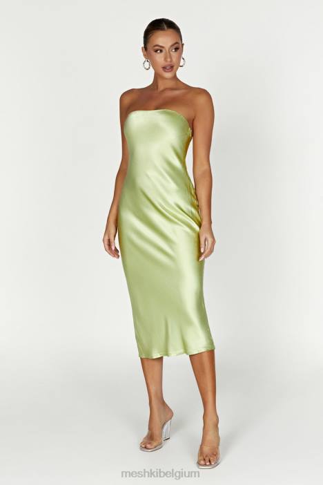 Tyler strapless satijnen midi-jurk Meshki pistache groen N4JN343 kleding