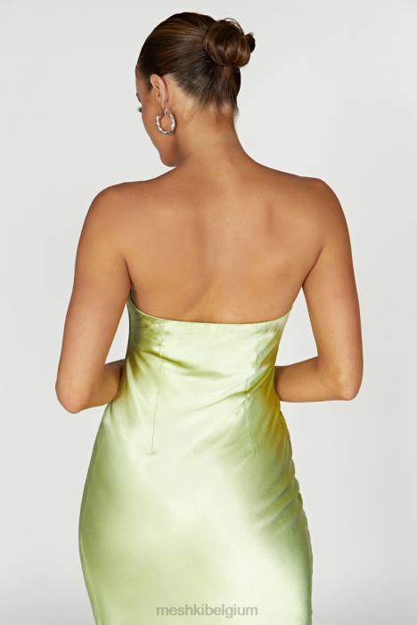Tyler strapless satijnen midi-jurk Meshki pistache groen N4JN343 kleding