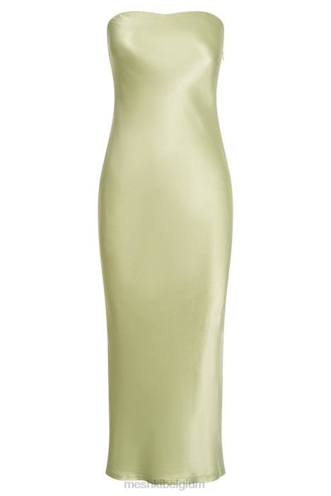 Tyler strapless satijnen midi-jurk Meshki pistache groen N4JN343 kleding