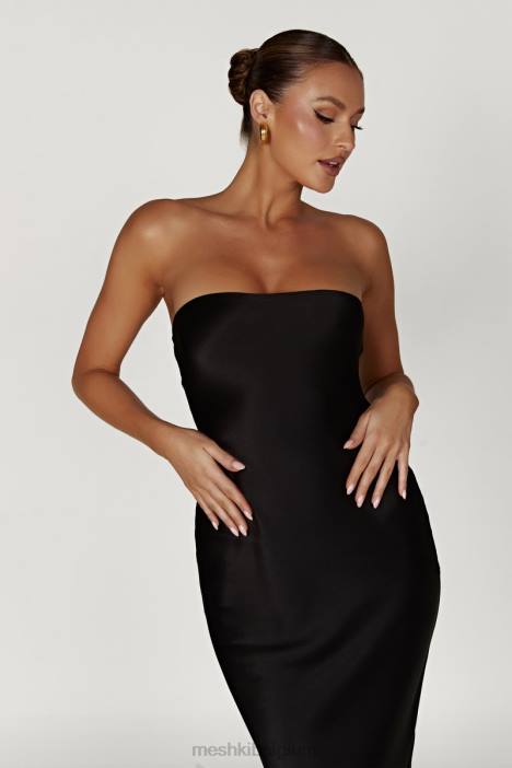 Tyler strapless satijnen midi-jurk Meshki zwart N4JN568 kleding