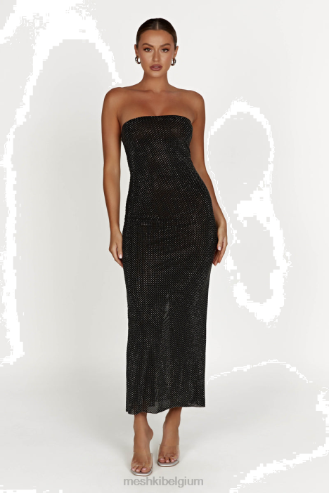 Waverly strapless midi-jurk met diamanten Meshki zwart N4JN359 kleding