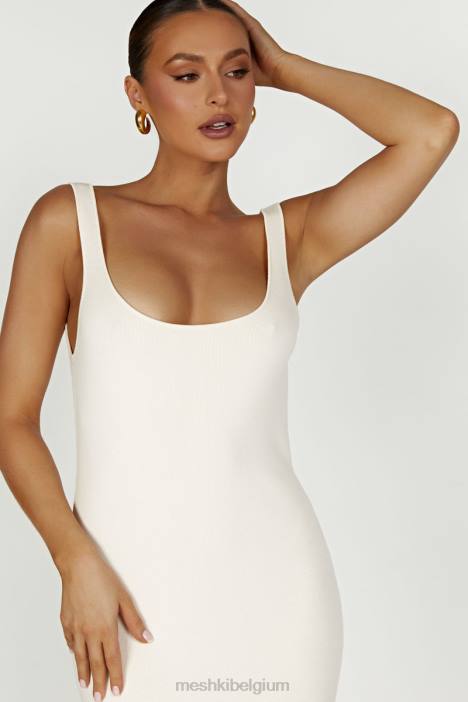 janie gebreide midi-jurk zonder rug Meshki room N4JN291 kleding