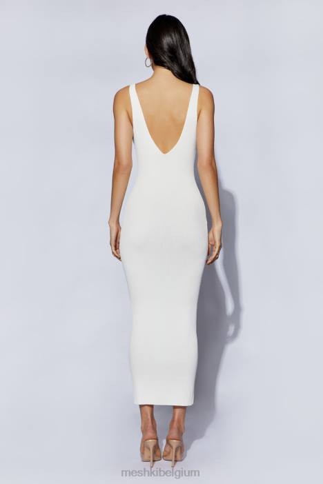 jodie midi-jurk met v-hals Meshki gebroken wit N4JN443 kleding