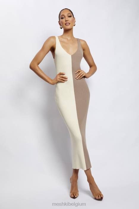 jodie tweekleurige midi-jurk met v-hals Meshki meerdere naakt N4JN750 kleding