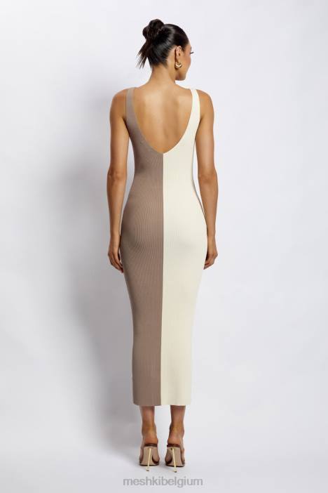 jodie tweekleurige midi-jurk met v-hals Meshki meerdere naakt N4JN750 kleding