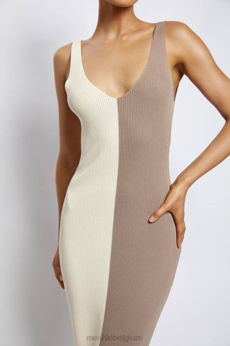 jodie tweekleurige midi-jurk met v-hals Meshki meerdere naakt N4JN750 kleding