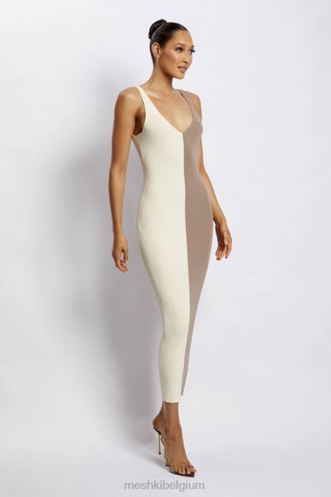 jodie tweekleurige midi-jurk met v-hals Meshki meerdere naakt N4JN750 kleding