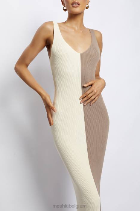 jodie tweekleurige midi-jurk met v-hals Meshki meerdere naakt N4JN750 kleding