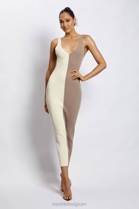 jodie tweekleurige midi-jurk met v-hals Meshki meerdere naakt N4JN750 kleding