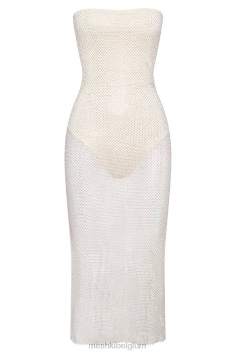 nima mesh midi-jurk met diamanten Meshki room N4JN492 kleding