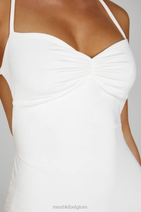 Amirah soepelvallende mini-jurk zonder rug Meshki wit N4JN173 kleding