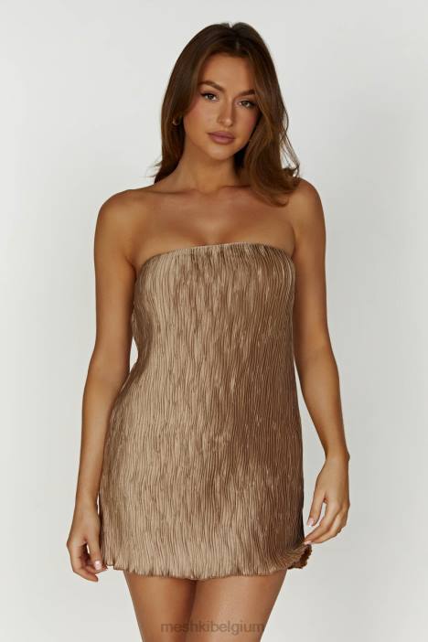 Athena plissé mini-shiftjurk Meshki bronzen N4JN239 kleding