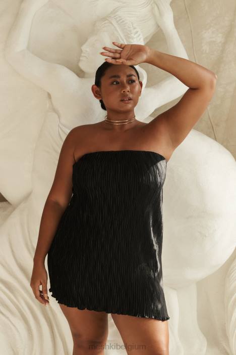 Athena plissé mini-shiftjurk Meshki zwart N4JN320 kleding