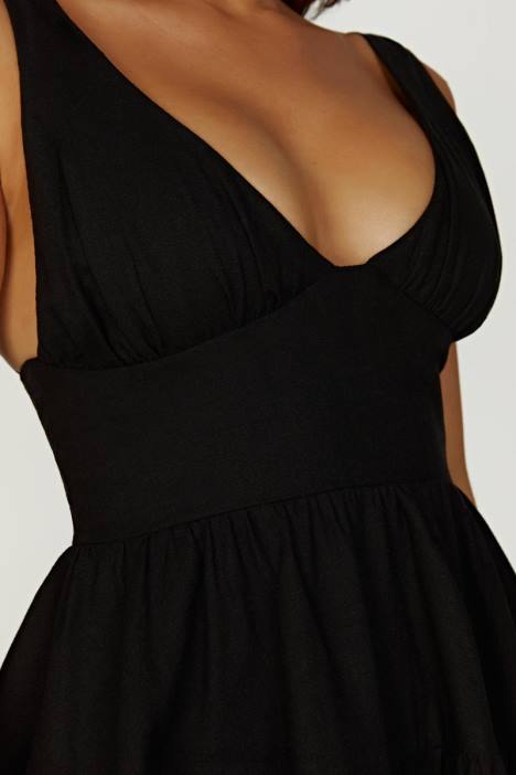 Aurelia linnen mini-jurk Meshki zwart N4JN212 kleding