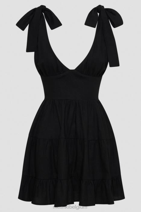 Aurelia linnen mini-jurk Meshki zwart N4JN212 kleding