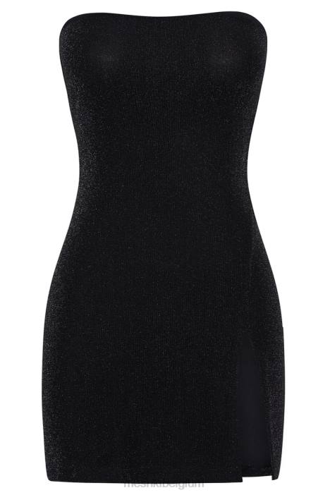 Aurelie strapless mini-jurk met split Meshki zwart N4JN616 kleding