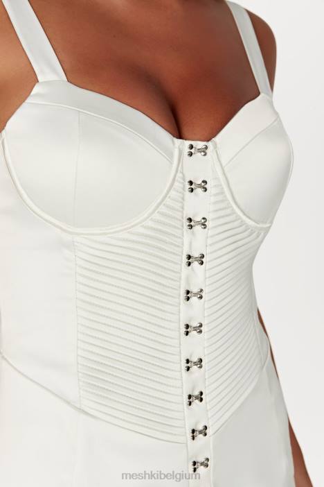 Azaria mini-jurk met haak en oog Meshki ivoor N4JN623 kleding