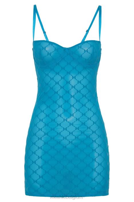 Cherie mesh mini-jurk met monogram Meshki aquamarijn N4JN694 kleding