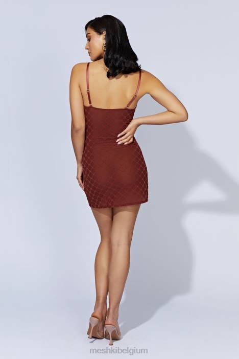 Cherie mesh mini-jurk met monogram Meshki kersen chocolade N4JN547 kleding