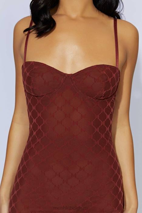 Cherie mesh mini-jurk met monogram Meshki kersen chocolade N4JN547 kleding