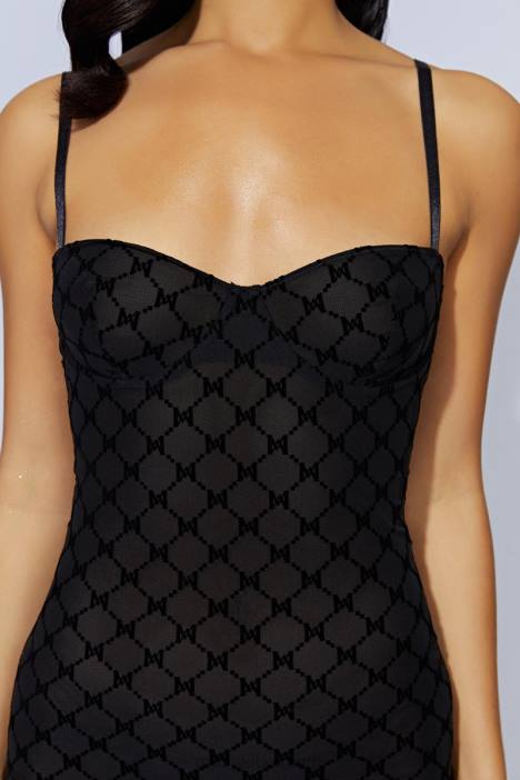 Cherie mesh mini-jurk met monogram Meshki zwart N4JN703 kleding