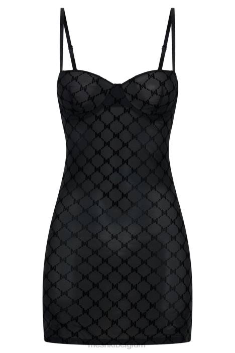 Cherie mesh mini-jurk met monogram Meshki zwart N4JN703 kleding