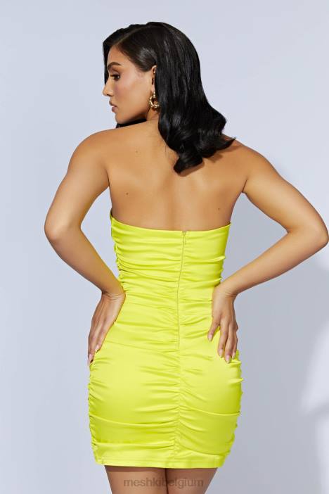 Corinne mini-jurk met ruches Meshki fris groen N4JN615 kleding