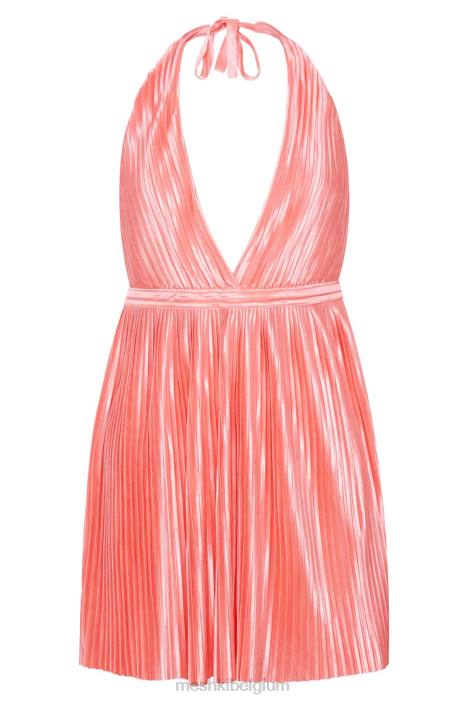 Darya geplooide mini-halterjurk Meshki rozenwater N4JN603 kleding