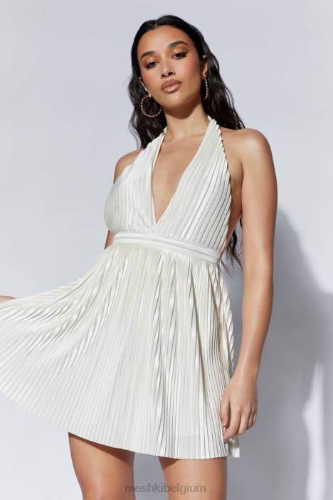 Darya geplooide mini-halterjurk Meshki tarwe N4JN665 kleding