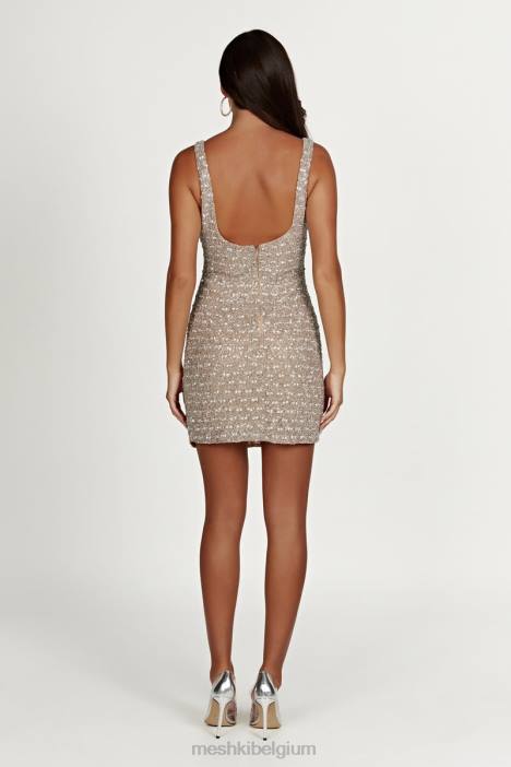 Elianna versierde mini-jurk Meshki zilver N4JN474 kleding
