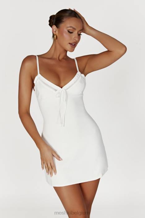 Ellis pointelle gebreide mini-jurk Meshki wit N4JN247 kleding