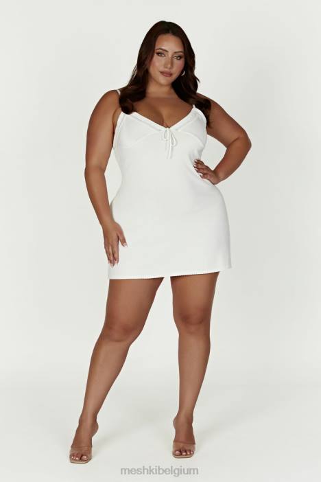 Ellis pointelle gebreide mini-jurk Meshki wit N4JN247 kleding