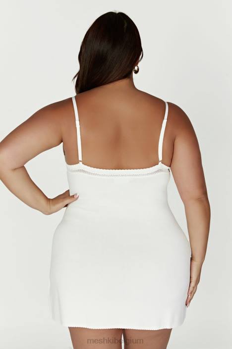 Ellis pointelle gebreide mini-jurk Meshki wit N4JN247 kleding