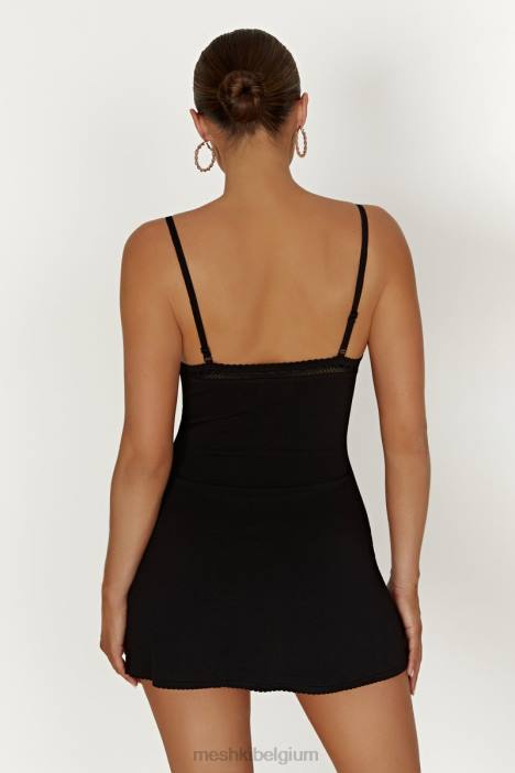 Ellis pointelle gebreide mini-jurk Meshki zwart N4JN267 kleding