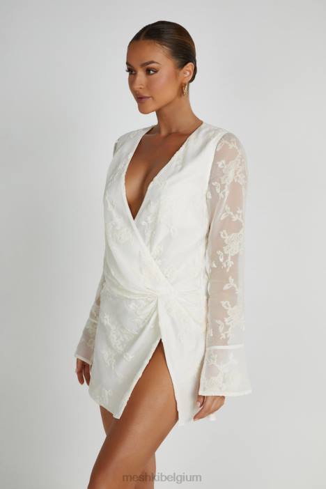 Emory burn-out fluwelen jurk Meshki wit N4JN270 kleding