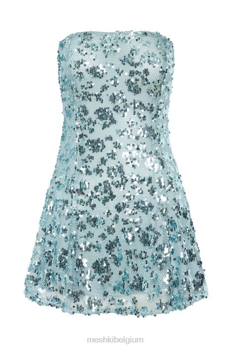 Everleigh strapless mini-jurk met pailletten Meshki poeder blauw N4JN278 kleding