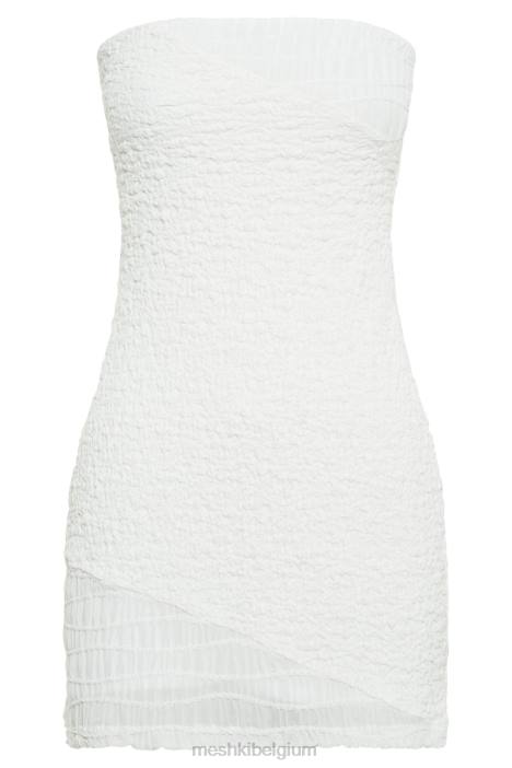Gemina strapless mini-jurk met structuur Meshki wit N4JN505 kleding