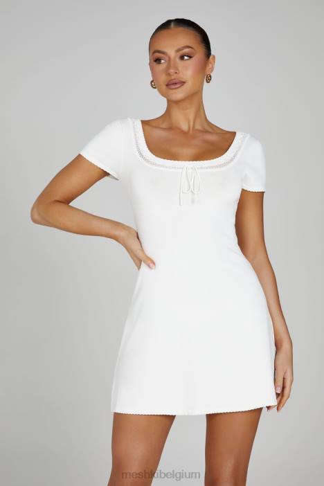 Georgia pointelle gebreide mini-jurk Meshki wit N4JN81 kleding